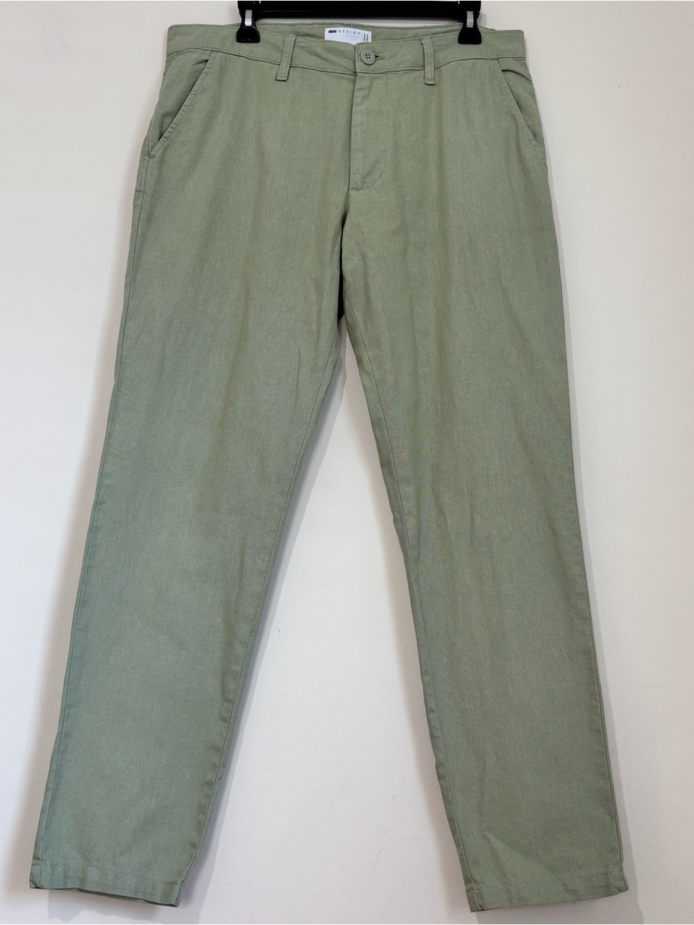 ASOS design Men's W33 sage green linen cotton slim straight leg tailored pants